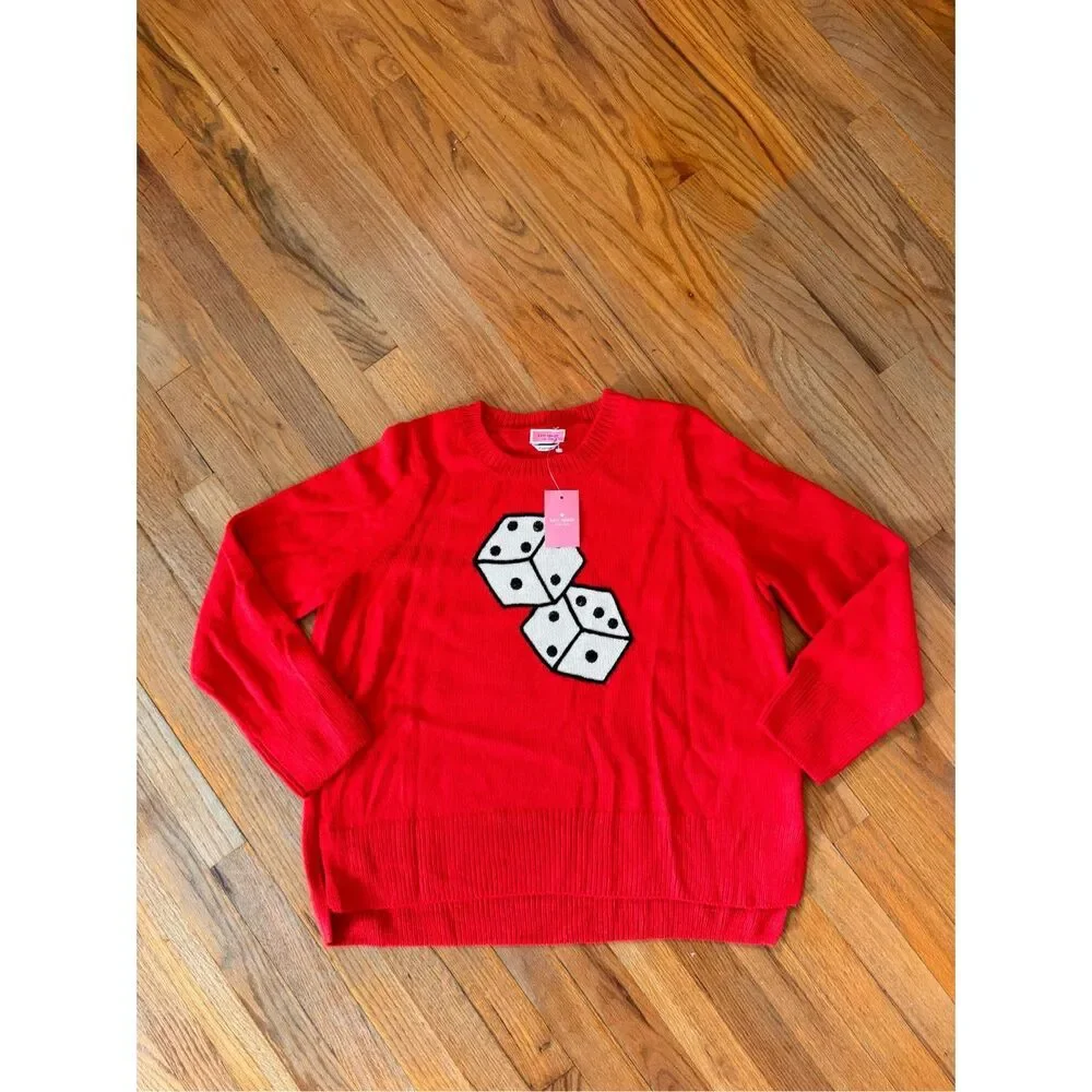 NWT Kate Spade Sequined Dice Wool Alpaca Oversized Sweater Size M - Picture 3 of 11
